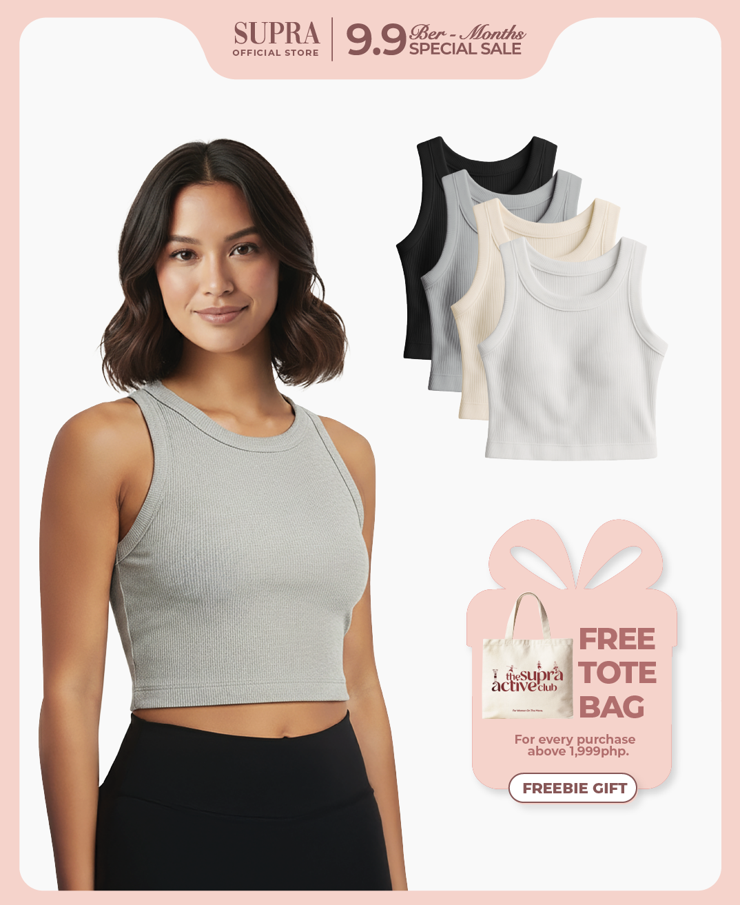 Forma Ribbed Crop Top (with Built-in Pads)