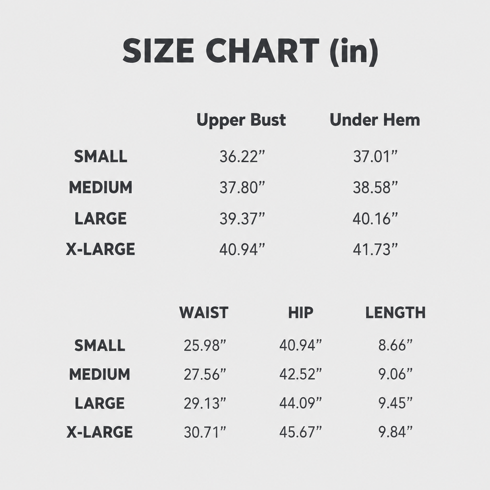 Size chart in inches