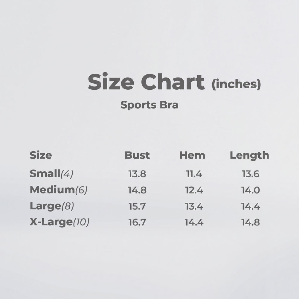 Size chart in inches