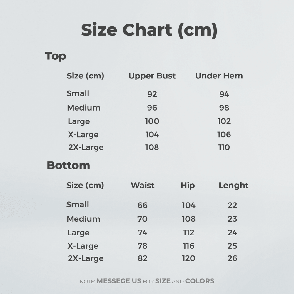 Top size chart in centimeters